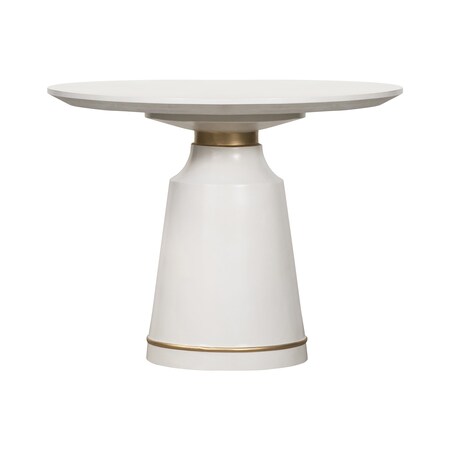 Armen Living Pinni White Concrete Round Dining Table with Bronze Painted Accent LCSPDIWH